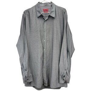 HUGO by Hugo Boss Slim Fit Gray Vertical Pinstripe Button-Down Shirt Size XL‎